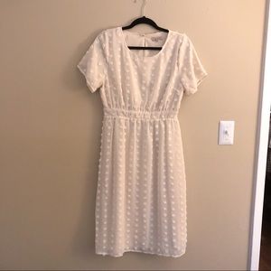 Midi Cream Swiss Dot Dress NWOT